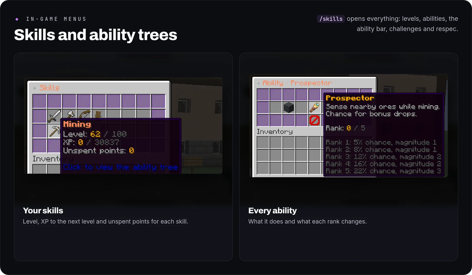 SkillsRPG: menus
